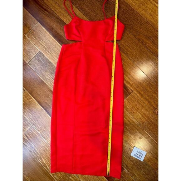 ASOS DESIGN Midi Structured Dress with Cut Out Side Detail and Slit Sz UK 10, US - Picture 3 of 11